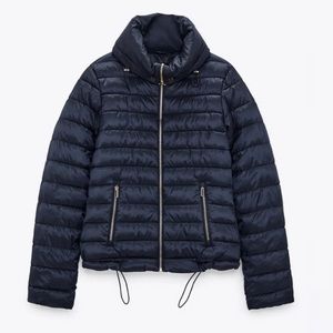 Zara Dark Blue Puffer Jacket Size XS